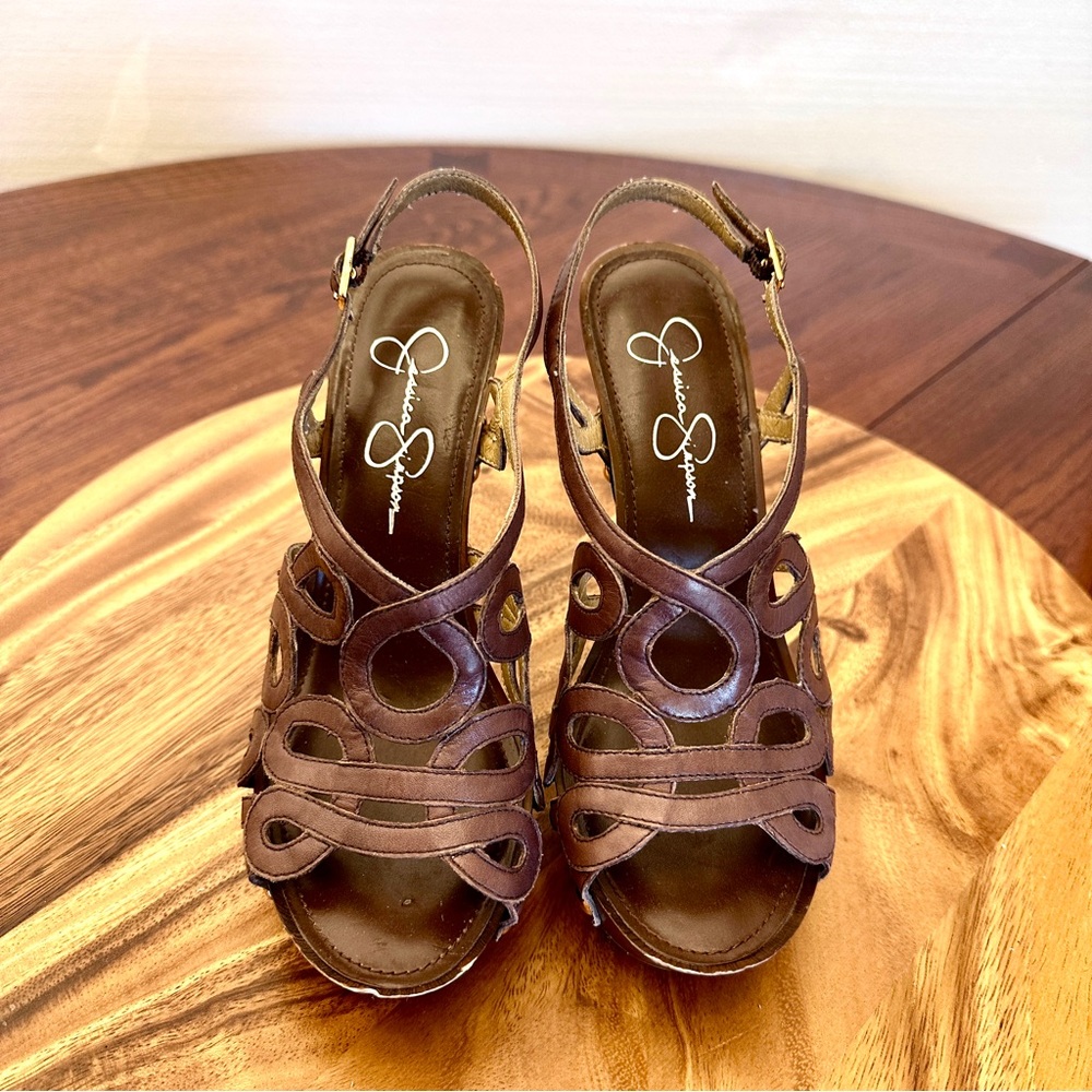 Platform sling back heels.
